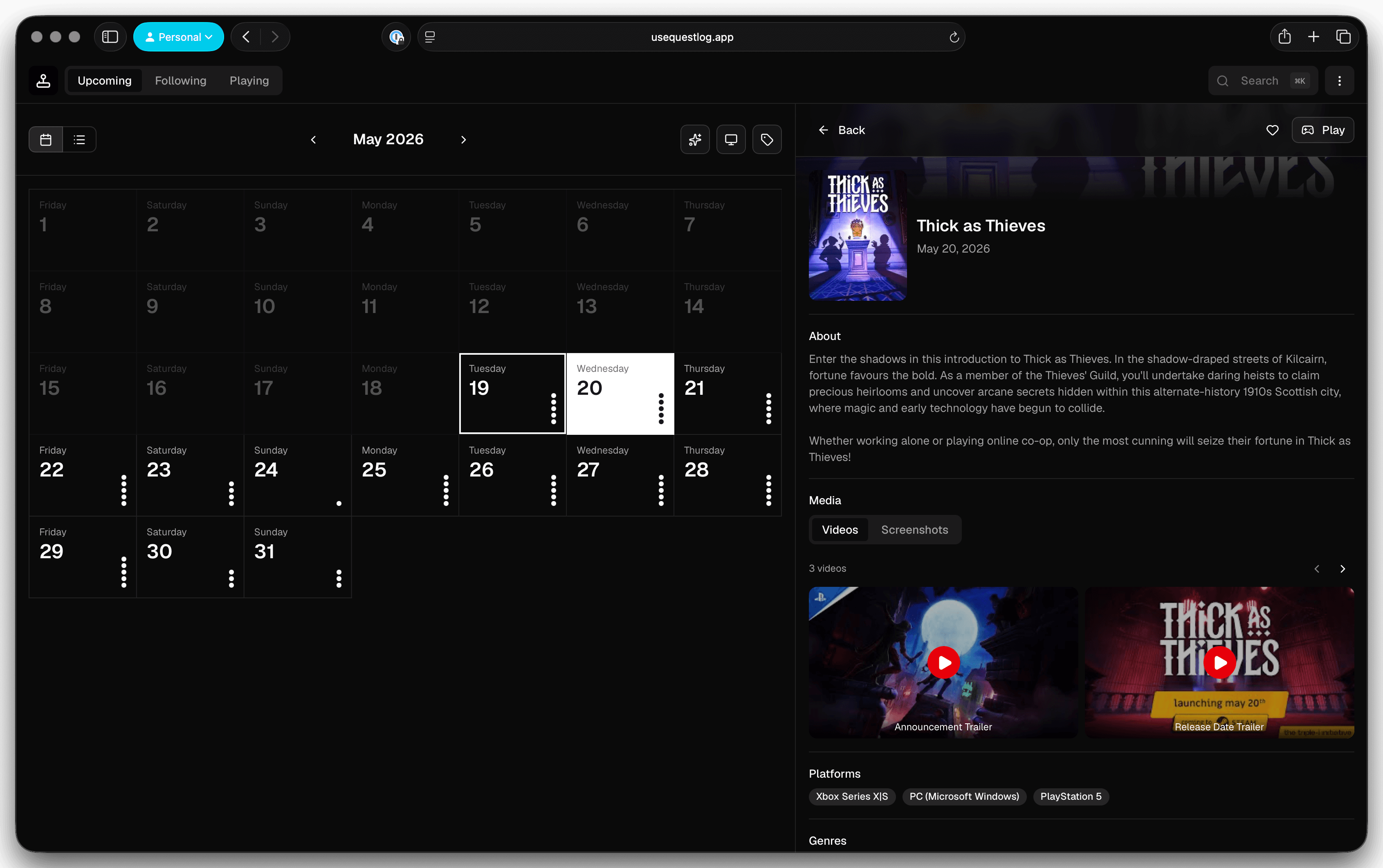 Questlog app preview